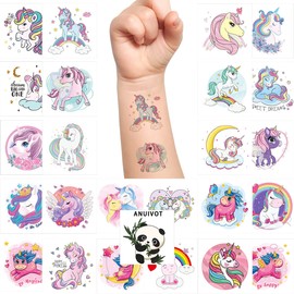 ANIUVOT 24 Pcs Tattoo Stickers Unicorn Small for Kids, Temporary Kid Reward Stickers, Body Stickers Birthday Party Cosplay Props for Christmas Cultural Festival School Festival Waterproof Long Hold