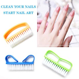 Luxxii (3 Pack) Color Handle Grip Nail Brush - Fingernail Scrub Cleaning Brushes Nail Hand Scrubbing Cleaning Brush. Color may vary.