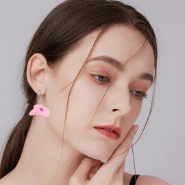 Clyhon 1 Pair of Love Poker Earrings – Unique Designs – Pink – Women's Jewellery Gifts – Valentine's Day Gifts