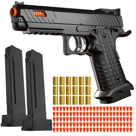 Soft Bullet Toy Gun with Shell Ejecting,Fidget Toy Gun with 120 Soft Bullets, 18 Shells and 2 Magazines,Christmas Birthday Gifts for Boys Kids Adult Age 8+(Black)