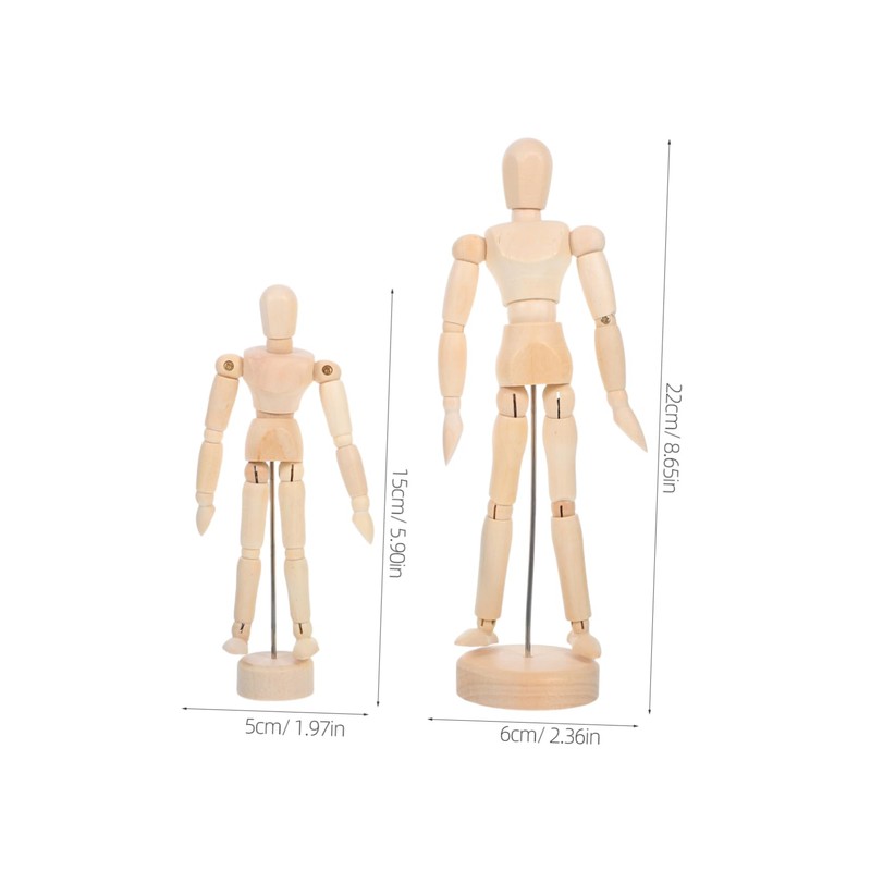 Operitacx 2pcs Wooden Artist Mannequin Articulated Joints for Realistic Posing