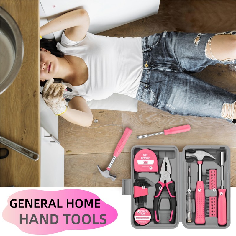 24 PCS Pink Tool Kit for Women Ladies, Home Small