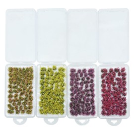 Woohome Miniature Colourful Flower Cluster, Multi Sizes Static Grass Tuft Model Grass Tufts Flower Vegetation Groups Static Grass Tufts for DIY Model Train Landscape Railroad Scenery (4B)