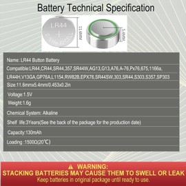 youchen LR44 30 Pack L1154F AG13 357 303 SR44 A76 Alkaline Battery 1.5V Button Coin Cell Batteries