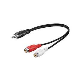 Goobay 50005 Audio Y Cable Adapter, RCA Male to Stereo RCA Female, Black, 0.2 m Cable Length