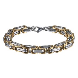 Oidea Byzantine Chain Bracelet, Silver, for Men, Stainless Steel Men's Bracelet, Bangle Charm Bracelet, Gold, Black, Stainless Steel, Gold