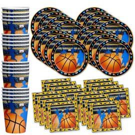 Basketball Star Birthday Party Supplies Set Plates Napkins Cups Tableware Kit for 16