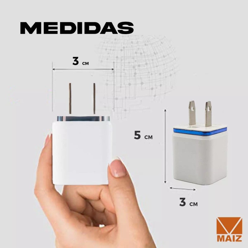 Maíz Adaptador Cubo Cargador 2.1a, 2 Puertos Usb Paq 5