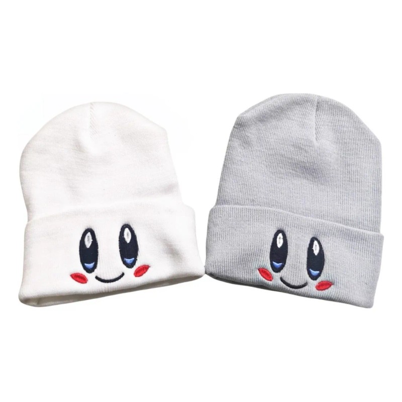 Duo Beanie Rosa Y Blanco Ojitos Gorrito Kirby Invierno Geek