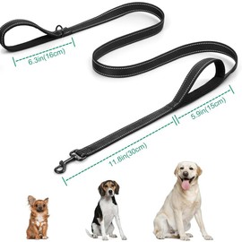 Dog Lead - With Two Padded Handles, Two Leads Modes,Double-Sided Reflective Nylon Leash for Training&Walking Perfect for Medium Dogs. (L-1.5m)
