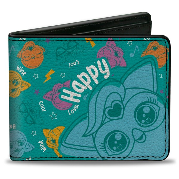 Buckle-Down Furby Wallet, Bifold, Furby Happy Furbmoji Expressions Scattered Blue
