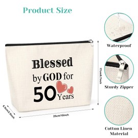 50th Birthday Gift 50th Birthday Gifts for Wife Mom Makeup Bag Happy 50 Years Old Gift for Grandma 50th Birthday Gift for Women Mothers Day for Women Mother Sister Friend Coworker