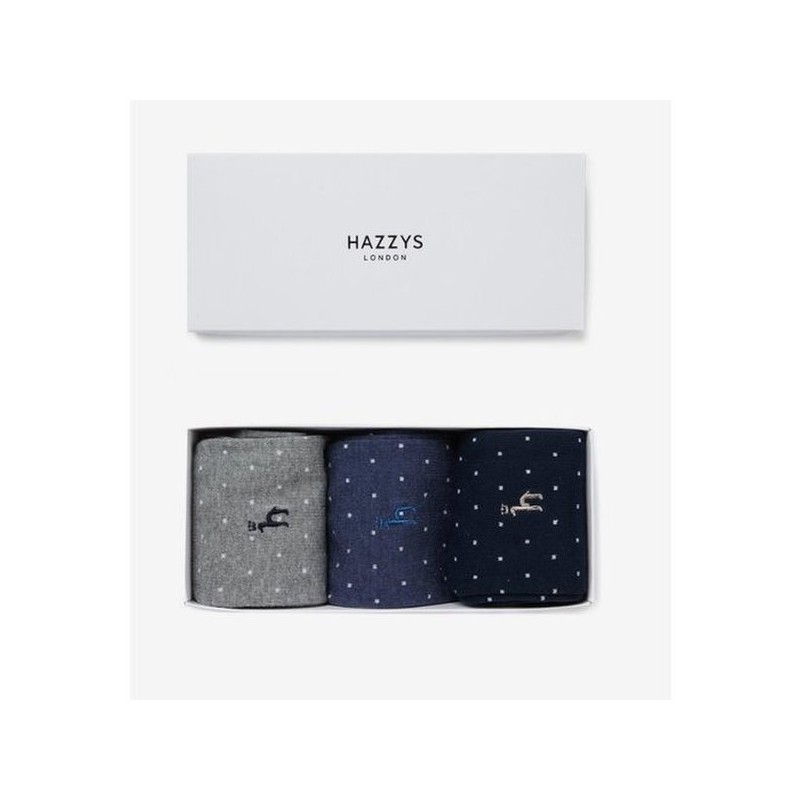 Hazzys (대구신세계)HAZZYS ACC 남성 네이비 도트 양말 3종 세트 HJSS5E002N2