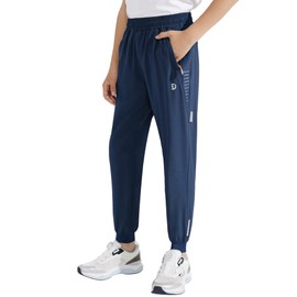 Dizoboee Boys Lightweight Jogger Pants Youth Kids Quick Dry Hiking Pants Active Athletic Pants with Zipper Pockets, Navy, L