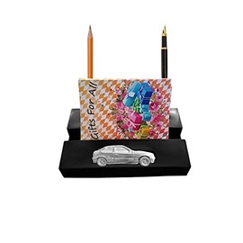 e2 Beema 3er compact car on a BLACK desk office tidy stores business cards pens pencil holder paper weight