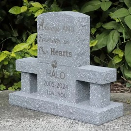 Resin Stone-like Pattern Pet Memorial Figurine Hand-painted Paw Prints Mini Bench Design for Outdoor Greenery Landscapes BelovedColor: As picture, Size: One Size
