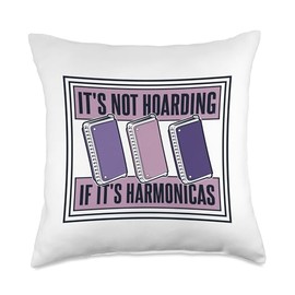 Chromatic Harmonica Accessories Set Beginner Gifts It's Not Hoarding Harmonicist Harmonica Throw Pillow, 18x18, Multicolor