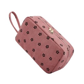 Jiliyote Toiletry Bag Women's Corduroy Toiletry Bag Travel Cosmetic Bag Women's Corduroy Makeup Bag Women's Wash Bag Cord Cosmetic Bag for Girls Travel Women, Pink Flowers, Women's toiletry bag,