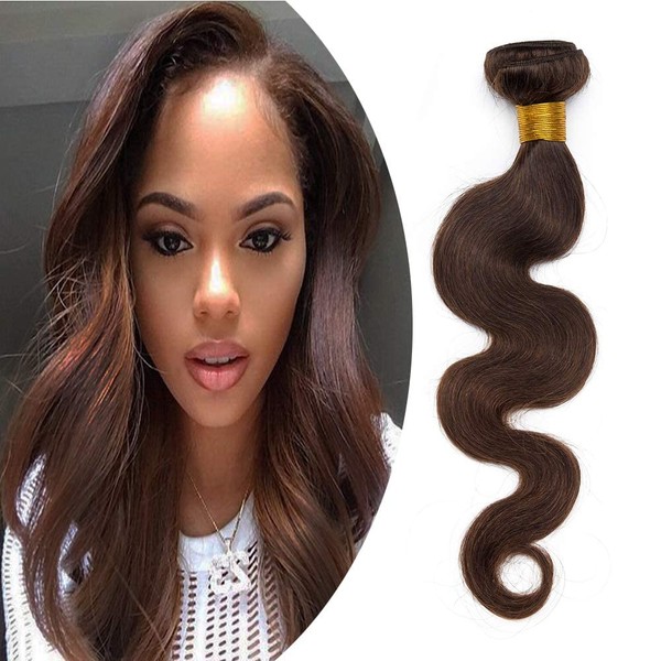 Body Wave Human Hair Bundle Sew in Brazilian Hair Weft 16 inches Dark Brown 1 Bundle 100g Soft Long Remy Hair Weave Extension for Afro American Black Women #2