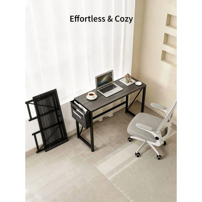 SURMIO Modern Foldable Writing Computer Desk with Storage Bag, No-Assembly