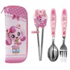 Teenieping Character Fork, Spoon, and Chopsticks Flatware Set with Case,
