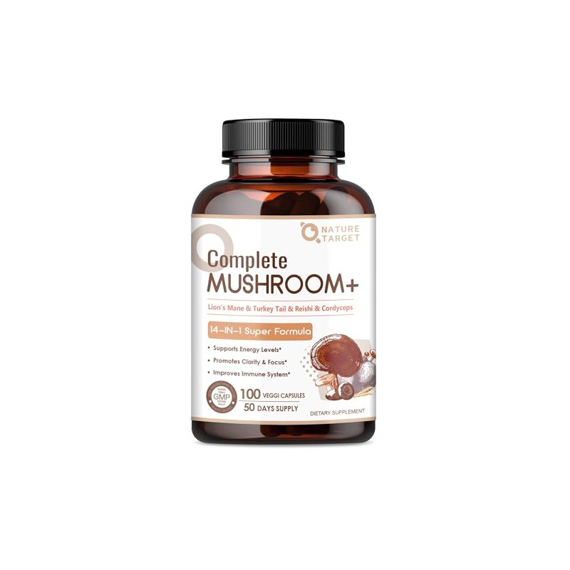NATURE TARGET Mushroom Supplement, 100 Caps