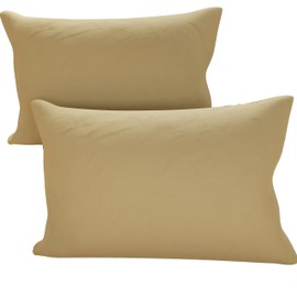 PETTI Artigiani Italiani - Pair of Pillow Cases, Plain Taupe Pillowcases, 100% Non-Allergenic Microfibre, 100% Made in Italy