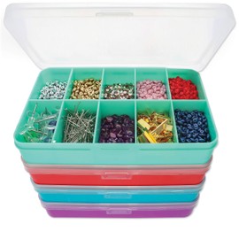 The Beadsmith Personality Case Color-Coded Organizers, 4 Stackable boxes, 22 compartments in total, Stack measures 5.75 x 3.8 x 4.5 inches, jewelry storage organizer, tackle box, nail tip case