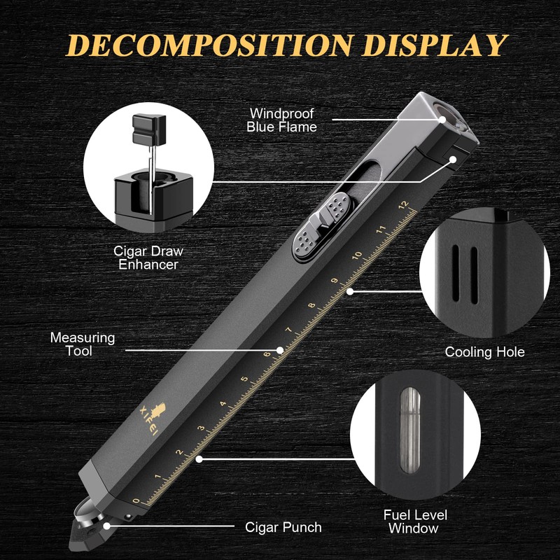 TISFA Cigar Lighter, Cigar Punch, Cigar Draw Enhancer, Cigar Length