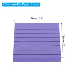 PATIKIL 3 x 3 Inch Lined Sticky Notes, 6 Pack Fluorescent Self-Stick Note Pads 100 Sheets/Pad Colorful Memo Post for Home Office Business, Purple