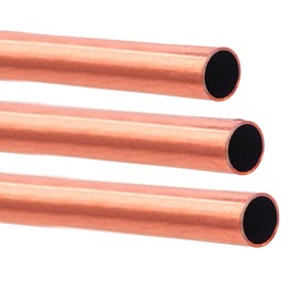 Eoiips Copper Round Tube 1/2”OD x 12/25”ID (12-13mm) Straight Copper Round Metal Pipe Tubing, 10" Length, 3pcs
