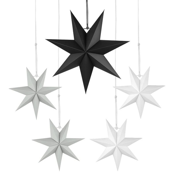 Christmas Folding Star, 7-Point Folding Stars Pack of 5, Paper