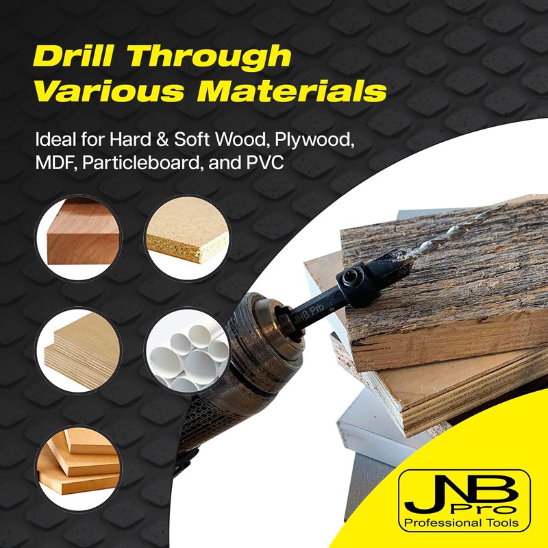 JNB Pro Wood Countersink Drill Bit Set 3 Pieces #6