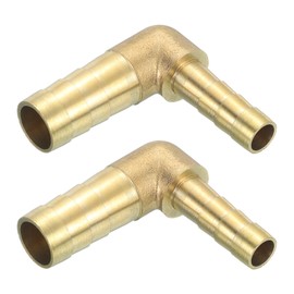 sourcing map 2 Pcs Brass Hose Barb Fitting L Right Angle Elbow Connector Coupler, 1/2" x5/16 ID Brass Fitting Air Hose Fittings Reducer for Connecting Water Fuel Air, Oil Hoses