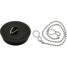 fiXte Replacement Sink Plug Shower Bath Black 45mm (1 3/4") Plug with 450mm (18") Chain or 38mm (1 1/2") Plug with 300mm (12") Chain (18" Chain - 45mm Plug)
