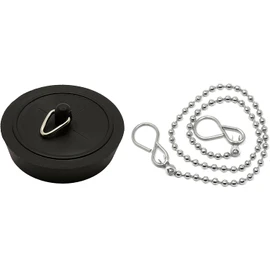 fiXte Replacement Sink Plug Shower Bath Black 45mm (1 3/4") Plug with 450mm (18") Chain or 38mm (1 1/2") Plug with 300mm (12") Chain (18" Chain - 45mm Plug)