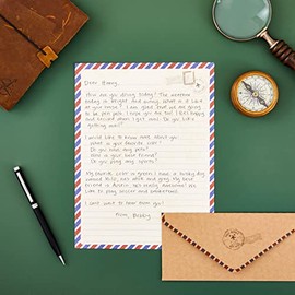 Juego de 48 sobres y papel estacionario para escribir cartas, diseño vintage de viaje (6.9 x 9.25 pulgadas)