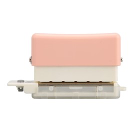 QANYEGN 7mm 6 Hole Punch, Desktop Punch Puncher, ABS Manual Operation Punching Depth Desktop Punch for Office, School Use (Pink)