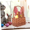LABRIMP Cute Rabbit Ears Easter Egg Basket Lightweight Woven Storage