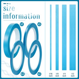 Xuniea 10 Rolls Pinstripe Tapes Vinyl Thin Masking Tape Blue Vinyl Automotive Masking Tape Painters Tape for Curves Automotive Car Painter, 33 Meters for Each Roll(1/16,1/8,1/4,1/2inch)