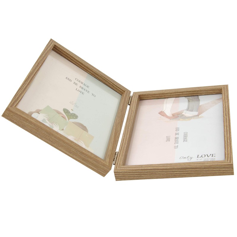 AEVETE 5x7 Picture Frames Double Hinged Wood Folding Photo Frames