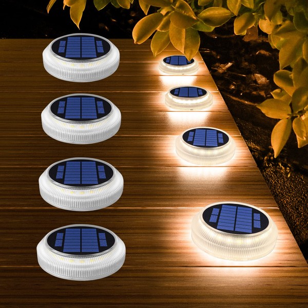 Yilaie Solar Light, Outdoor Solar Ground Light, Recessed Type, Ultra Bright, Security Light, IP68 Waterproof, Automatic On/Off, Solar Panel Charging, Ideal for Entryways, Gardens, Driveways, Sidewalks, Lawns, Parking Lot (Set of 4)