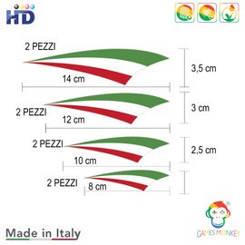 GamesMonkey ® - Sticker Italian Flag Tuning Sport Racing Pack of 8 Units for Car Motorcycle Scooter Quad ATV Helmets Bicycles Outdoor (Italian Flag, V2)