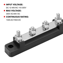 GUNGY Busbar 12V-48V DC Busbars Distribution Block Busbar 150A Power Distribution Block with 4 x M6 Connection Bolts for Car RV Boat Red Black Pack of 2
