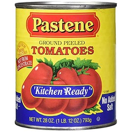 Pastene Kitchen Ready Ground Peeled Tomatoes "No Salt Added" 28oz Can (2 Pack)