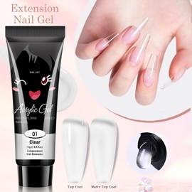 Poly Gel Nail Kit - Clear Builder Nail Gel Set - 15ml Nail Extension Set - Transparent Gel Extension Nail Kit with Slip Solution All In One Builder Gel for Nails Starter Kit DIY Manicure