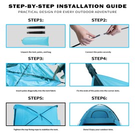 Outterra Beach Tent for 3-4 People, UPF50+ Sun Shelter with Breathable 3-Zipper Door Design, 8.0mm Reinforced Fiberglass Poles, Portable Shade Canopy for Beach & Camping (Green)