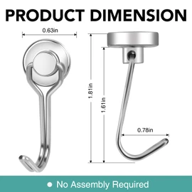 MIKEDE Magnetic Hooks 25LBS, 10 Pack Swivel Swing Magnetic Hook Strong Magnet with Hooks Magnetic Hooks for Hanging, Heavy Duty Neodymium Magnet Hooks for Cruise, Kitchen, Camping, Door, Locker