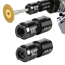 Angle Grinder to Die Grinder Adapter, 5/8"-11 Thread, 1/4" & 1/8" Collet Chucks, 2-Pack for Rotary Burrs, Wood Carving & Metal Polishing