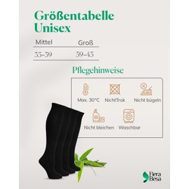 Women's Bamboo Socks - Knee High Stockings 5 Pairs - Soft & Elastic, No Seam, Reinforced Heel & Toe, Made in Europe, Comfortable, Breathable - Light Beige, Navy, Black, White - 35-38 & 39-42, black